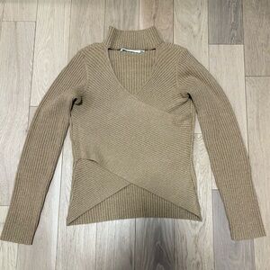 Women's Tan Ribbed Sweater